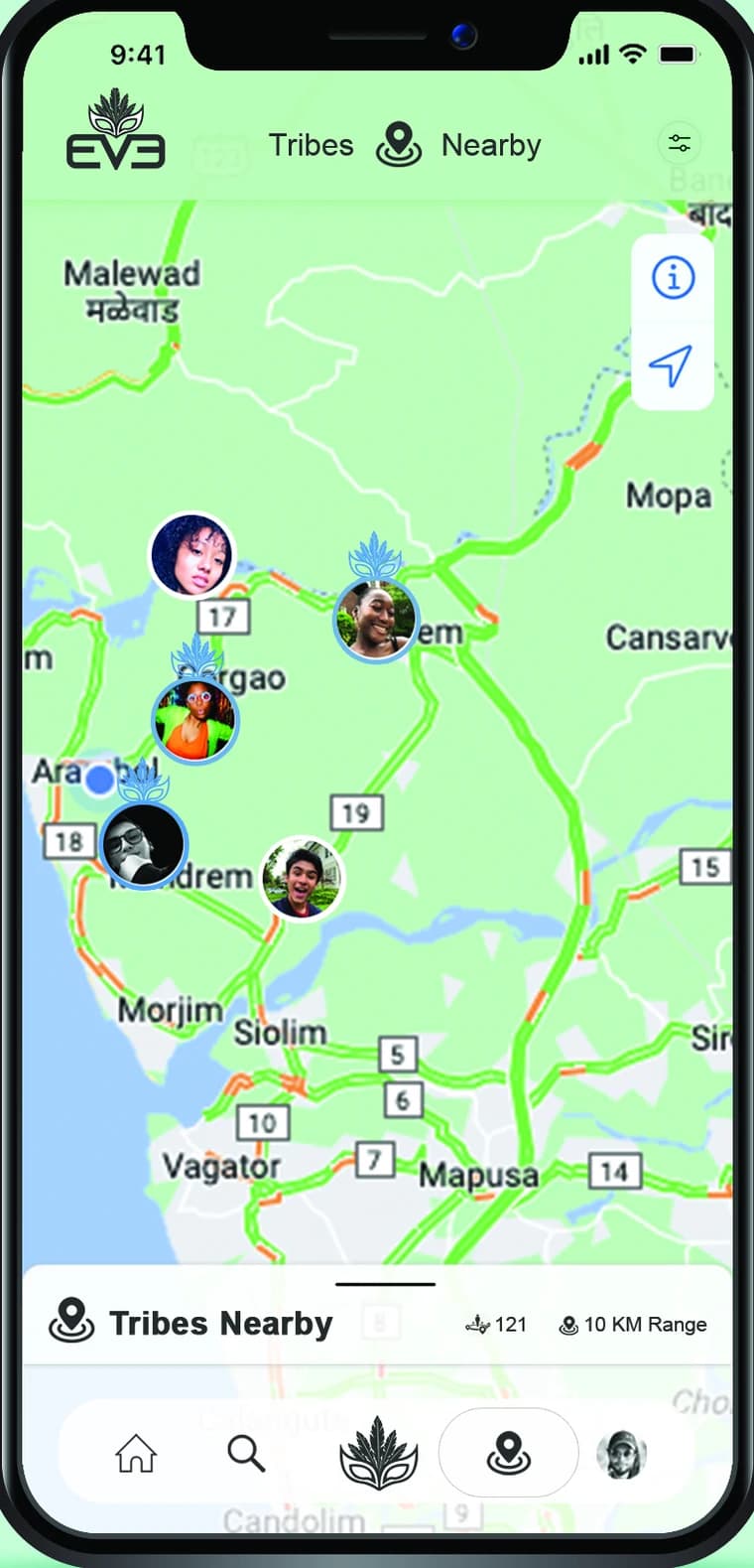 EVE map view of tribes around North Goa